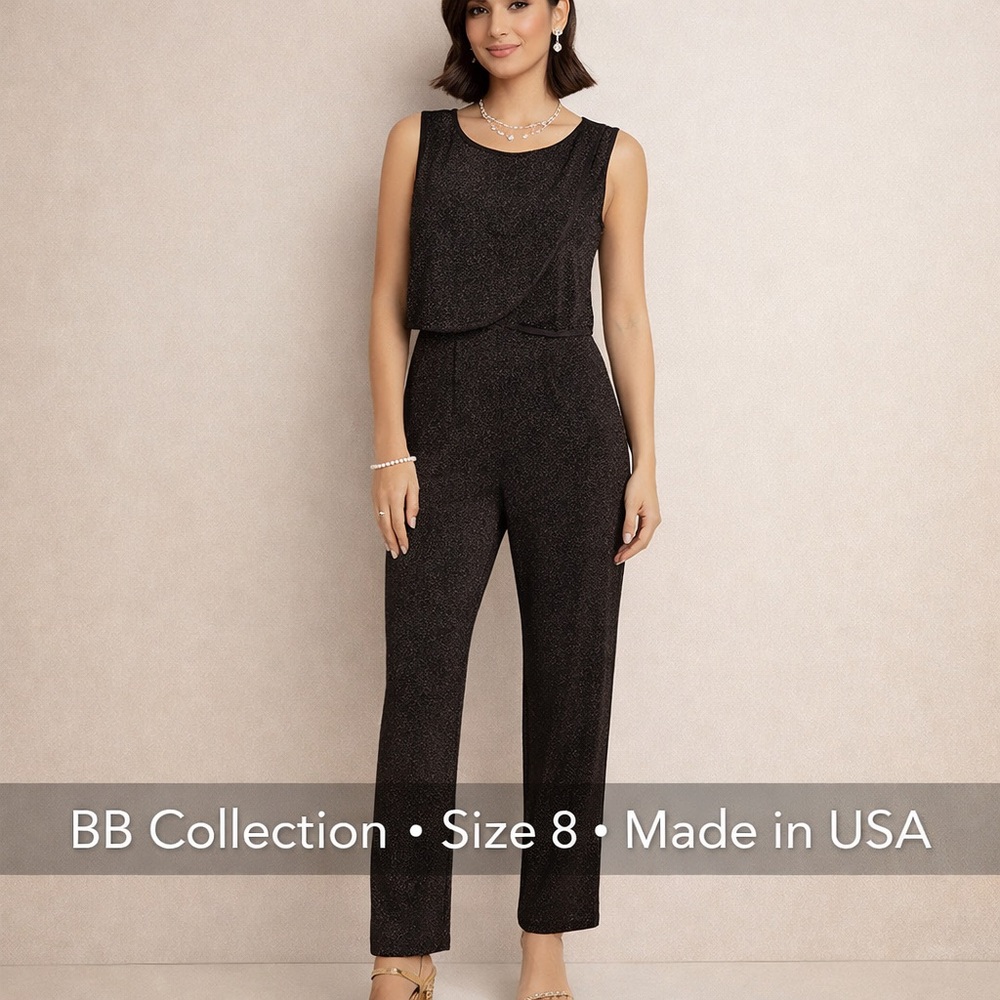 Sophisticated Black Jumpsuit with Layered Bodice